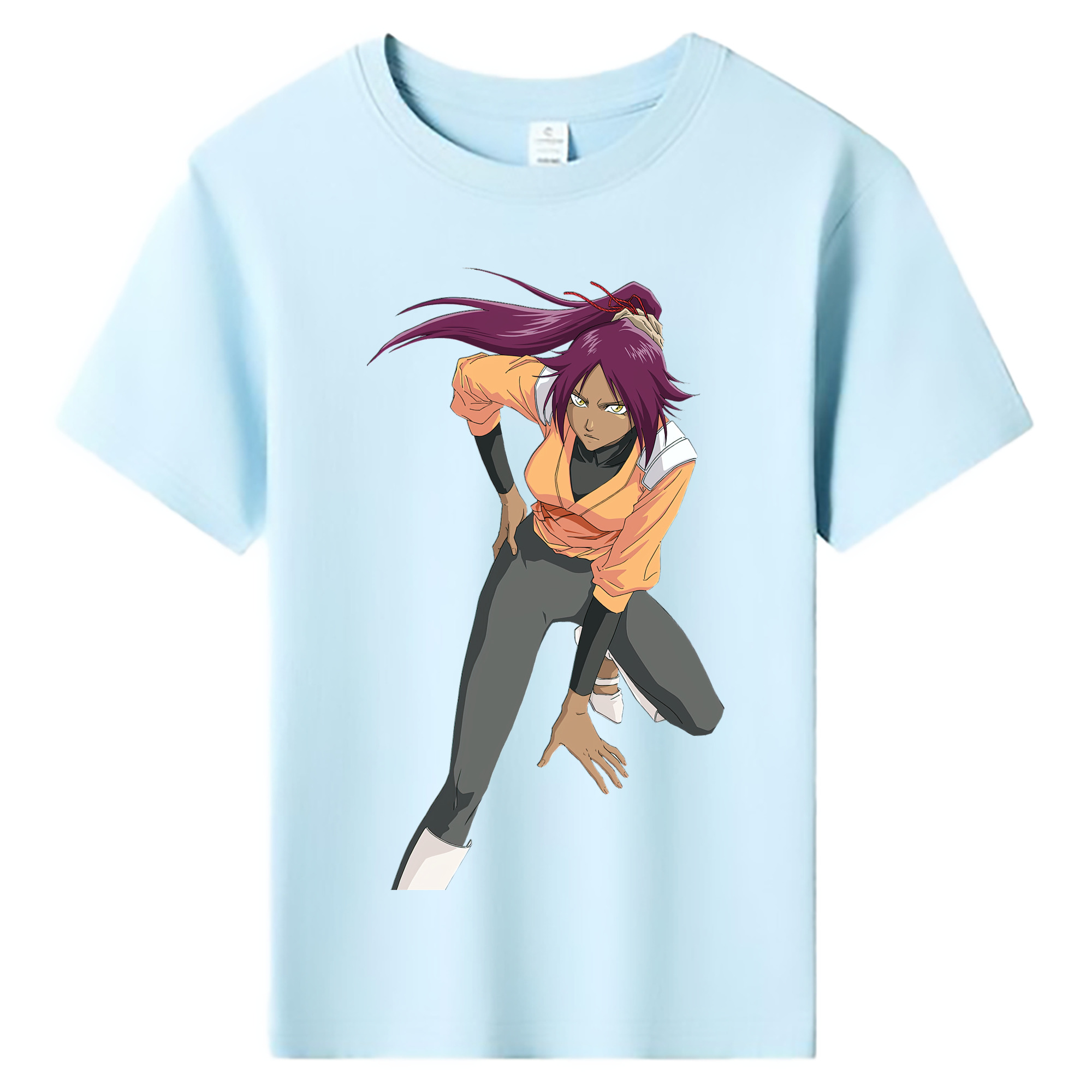 （画像用） ブリーチ 四楓院 夜一（しほういん よるいち） BLEACH Shihouin Yoruichi 綿100％キッズTシャツ（フロントプリント）